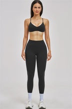 Fitglutes Activewear Zenith sports bra and leggings 2-piece set, black and pink workout gymwear for women, seamless athletic apparel.