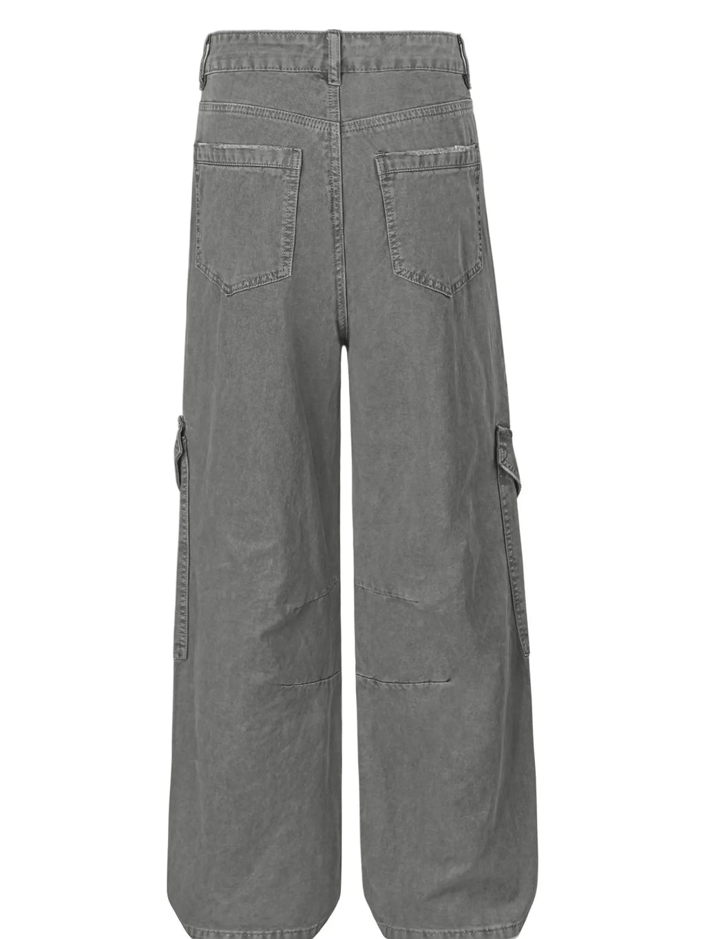 Men's wide leg cargo jeans by Trendsi, featuring durable fabric, multiple cargo pockets, and a relaxed fit for casual style.