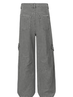 Men's wide leg cargo jeans by Trendsi, featuring durable fabric, multiple cargo pockets, and a relaxed fit for casual style.
