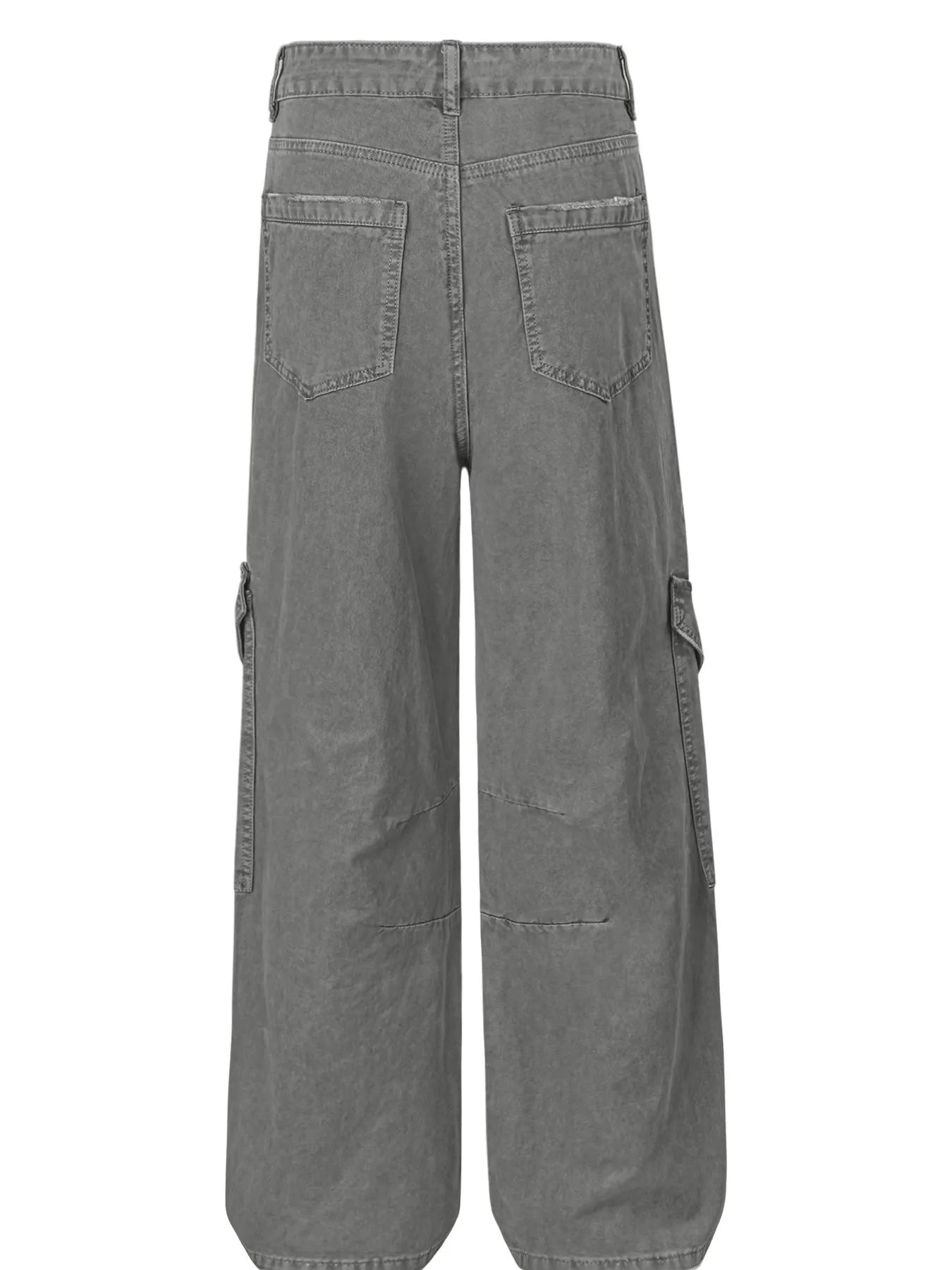 Men's wide leg cargo jeans by Trendsi, featuring durable fabric, multiple cargo pockets, and a relaxed fit for casual style.