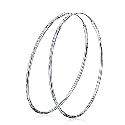 Sterling silver circle endless hoop earrings for women, featuring a sleek and minimalist design from Plush Fashion Hub.