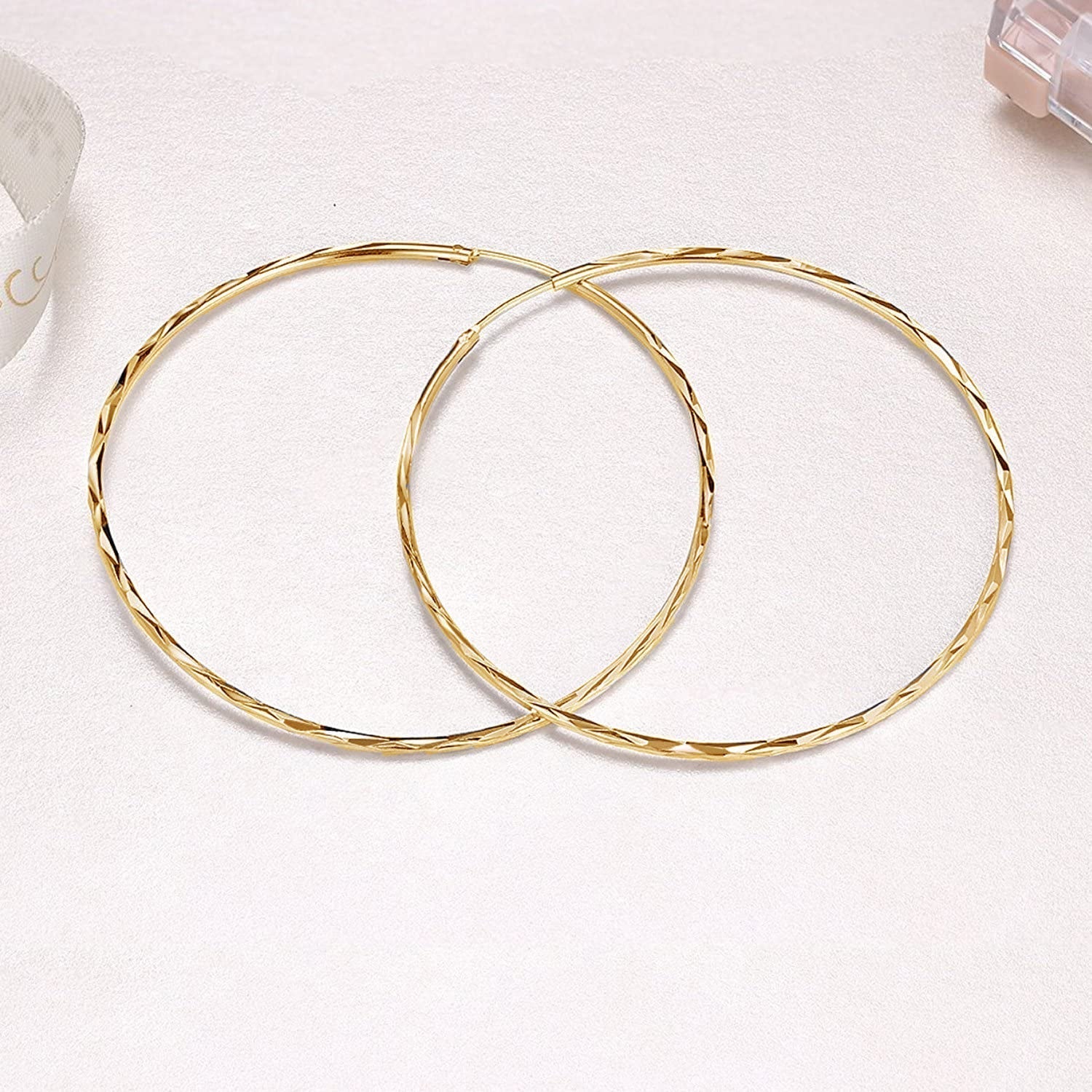 Sterling silver circle endless hoop earrings for women, stylish jewelry gift, by Plush Fashion Hub.