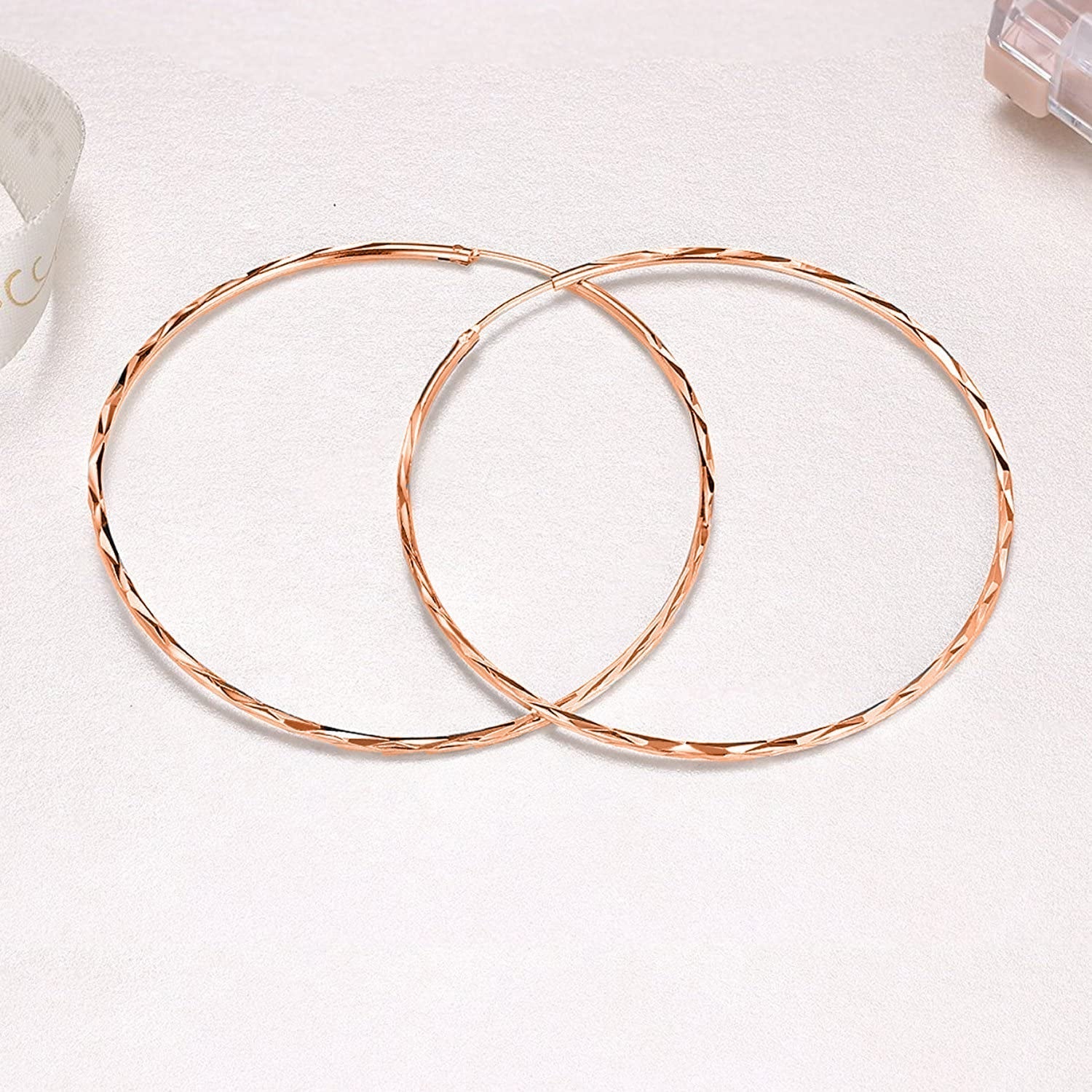 Sterling silver circle endless hoop earrings for women, stylish jewelry gift by Plush Fashion Hub.