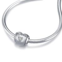 Sterling silver heart zircon charm bracelet and necklace for mother, featuring a delicate design and sparkling stones.
