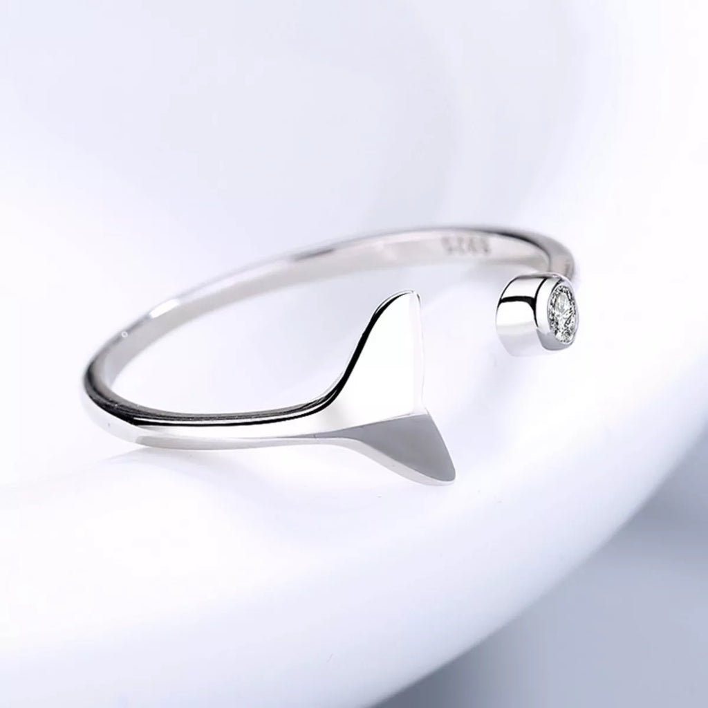 925 Sterling Silver Whale Tail Ring with detailed whale tail design, crafted by Shopimist.