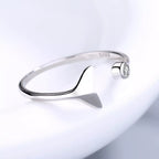 925 Sterling Silver Whale Tail Ring with detailed whale tail design, crafted by Shopimist.