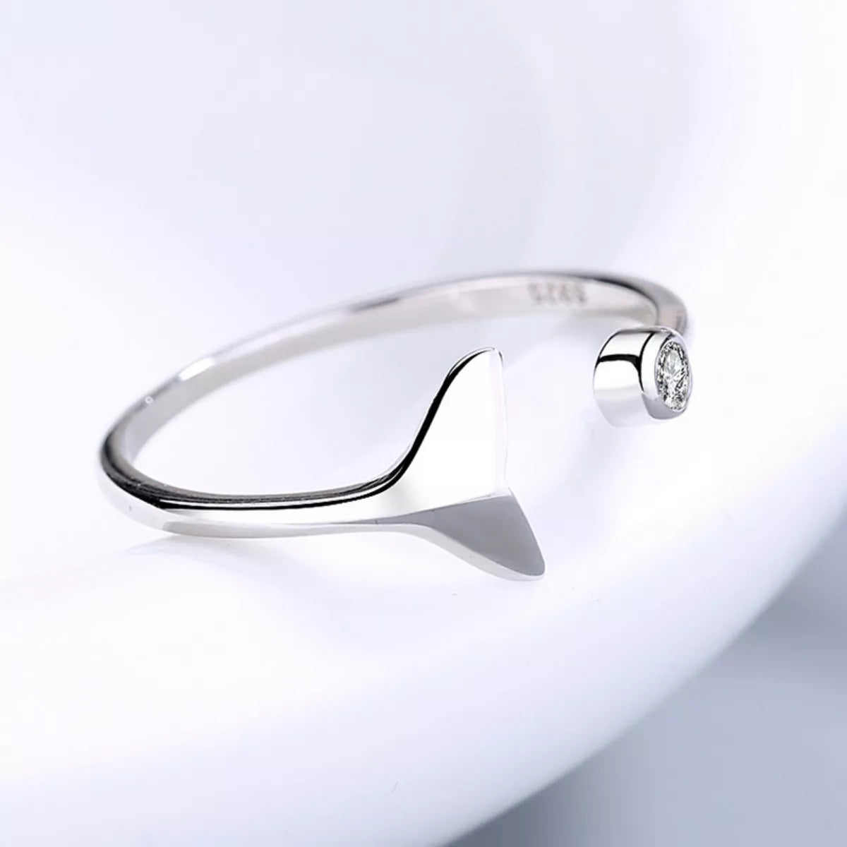 925 Sterling Silver Whale Tail Ring with detailed whale tail design, crafted by Shopimist.