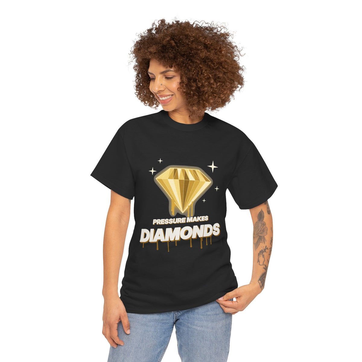 Pressure Makes Diamonds Tee – Black & Gold Streetwear