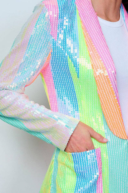 Pastel Rainbow Sequin Blazer Pretty Little Patriot