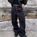 Curved Long Button-Down Design Jeans