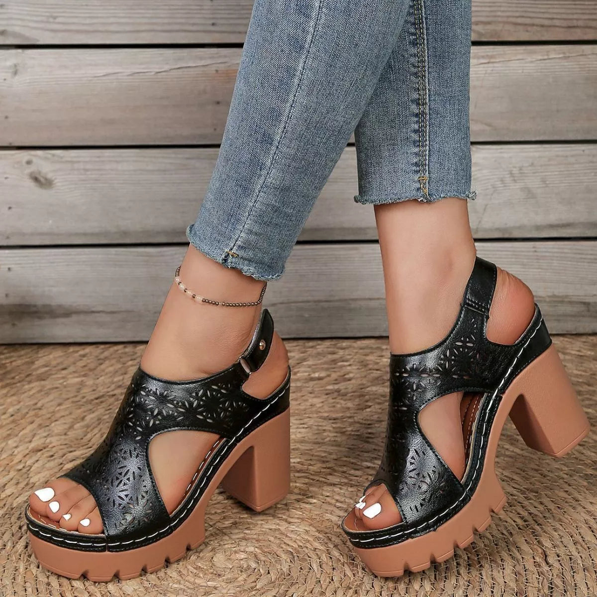 Shopimist open toe block heel sandals featuring stylish design and comfortable chunky heels, perfect for casual or dressy occasions.