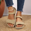Open toe platform sandals by Shopimist featuring chunky heel, strappy design, and neutral color for casual and summer wear.
