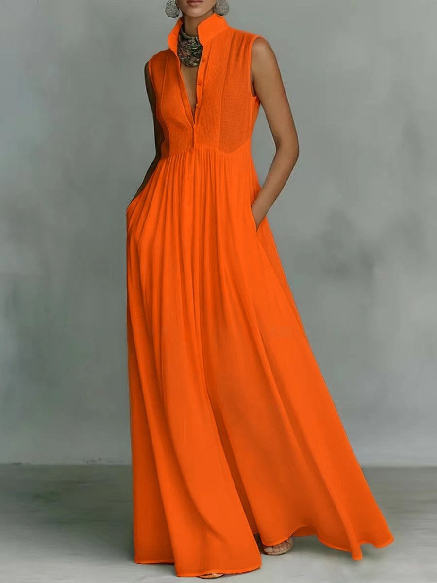 Women's French-style high-waist midi dress with ribbon tie, casualwear by FitiqueFit, featuring a fitted bodice and flowing skirt.