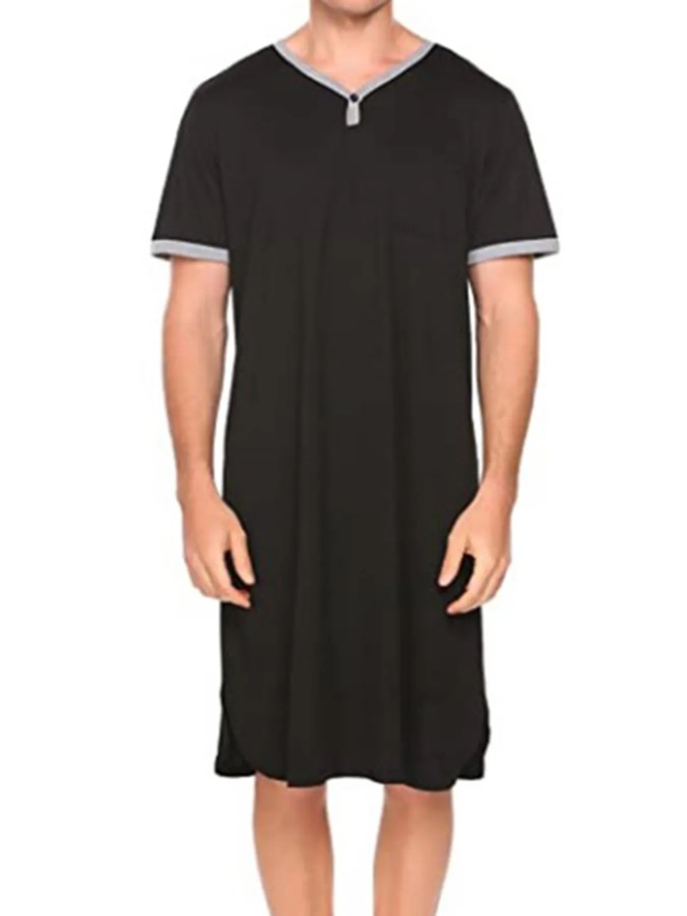 Men's plus size loungewear with contrast trim on short sleeve top, comfortable casual wear from Trendsi.