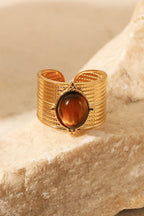 18K gold-plated wide open ring with sleek band and minimalist design, showcasing a stylish jewelry piece by Shopimist.