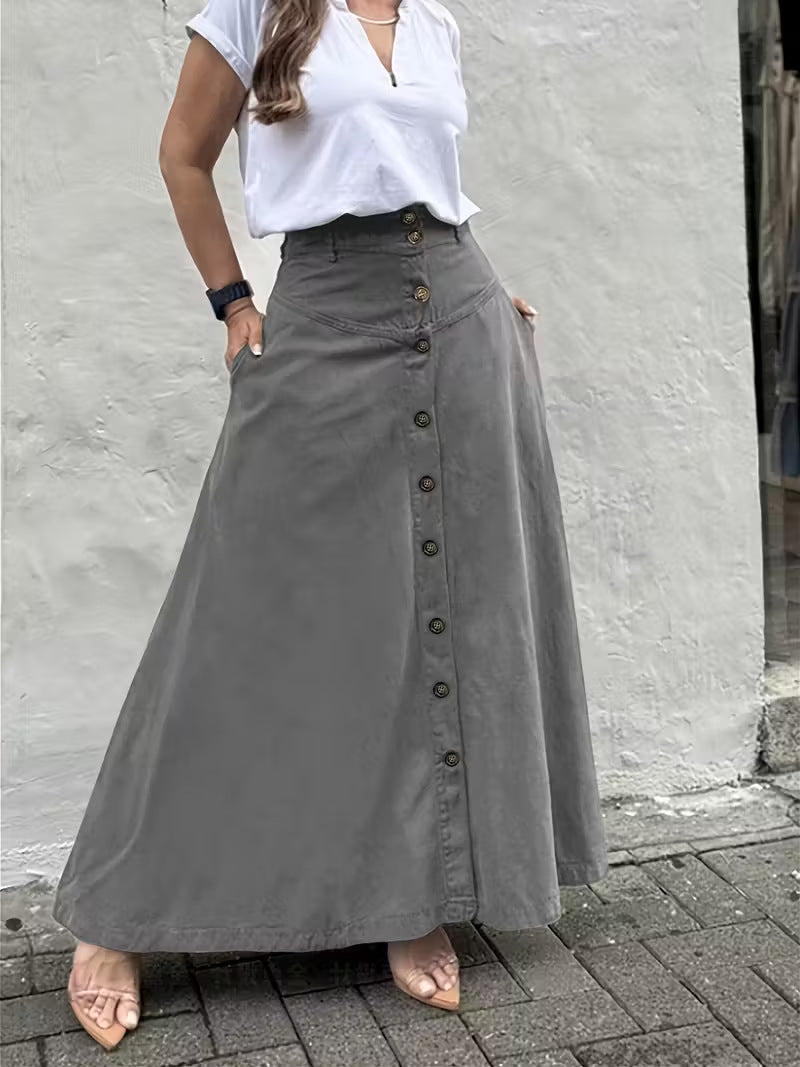 Women's elegant high-waist A-line skirt from Plush Fashion Hub, featuring a flattering fit and stylish design.