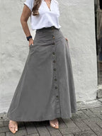 Women's elegant high-waist A-line skirt from Plush Fashion Hub, featuring a flattering fit and stylish design.