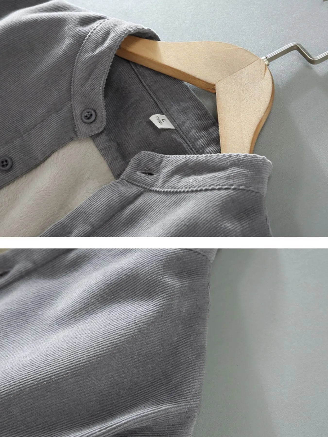 Men's plus size long sleeve button-up jacket by Shopimist, shown in dark fabric with front button closure and collar.