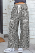 Gray Terry Knit Pants for women by Threaded Pear, casual culottes with a relaxed fit and comfortable waistband.