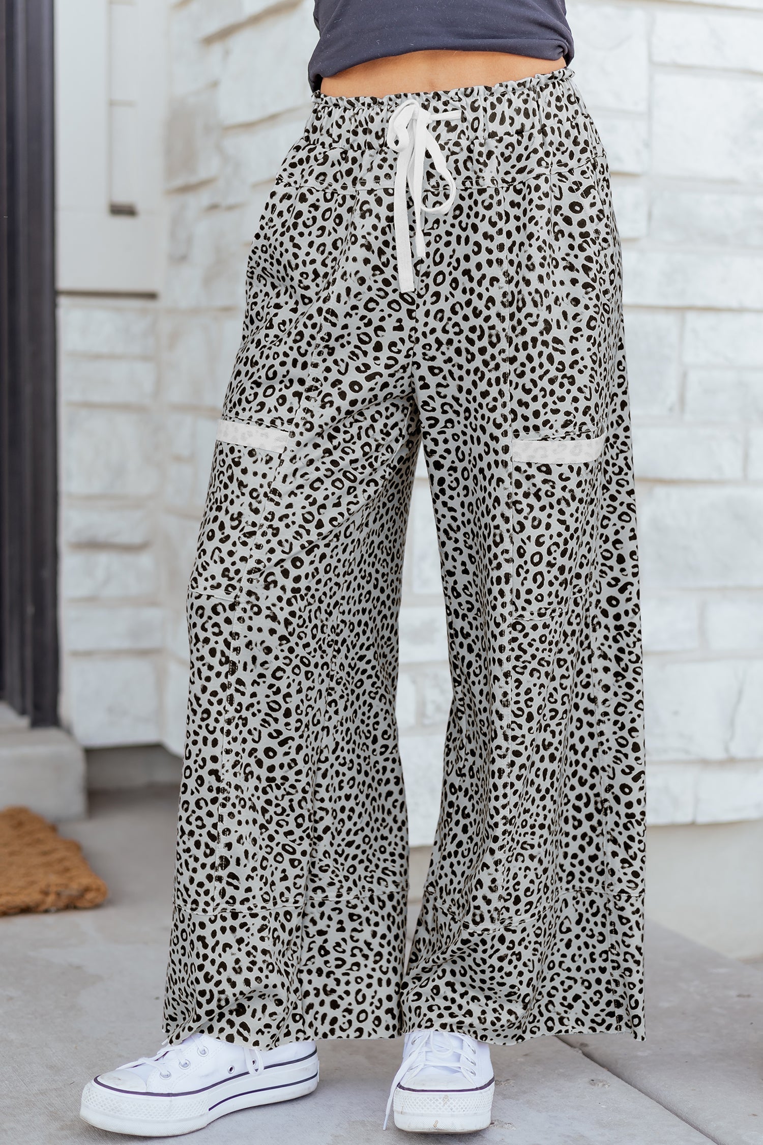 Gray Terry Knit Pants for women by Threaded Pear, casual culottes with a relaxed fit and comfortable waistband.