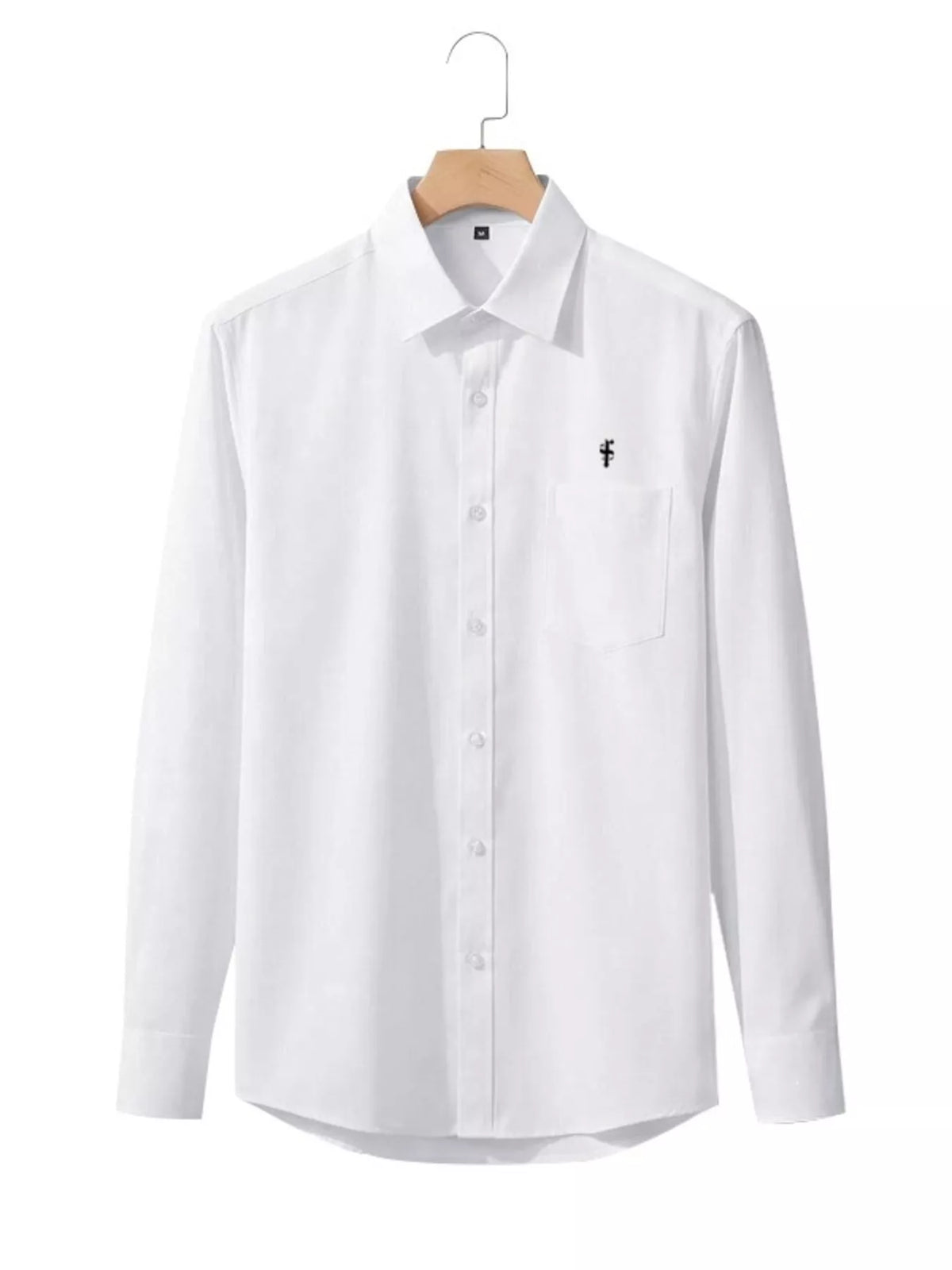 Men's slim fit button-up shirt by Plush Fashion Hub, full size plus size, shown in a classic men's shirt style.