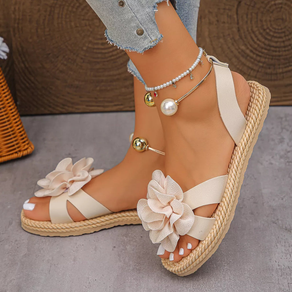Shopimist flower open toe sandals with floral design, featuring open toes and stylish straps for a trendy summer look.