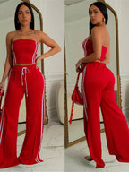 Trendsi sleeveless tube top and wide leg pants set, featuring a fitted tube top and flowy wide-leg pants in stylish fabric.