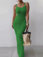 Textured knit bodycon maxi dress by Trendsi, featuring a fitted silhouette and stylish design, shown on a model.