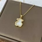 18K gold-plated bear pendant necklace with detailed bear charm, designed for stylish jewelry wear