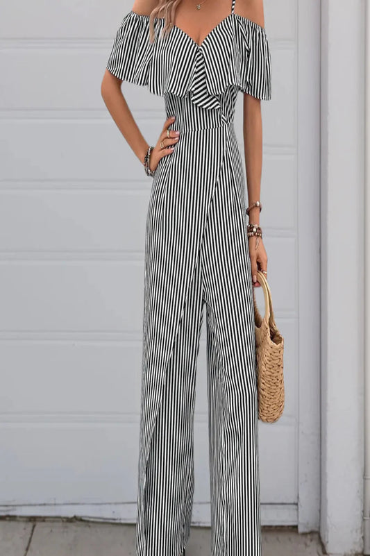 Black & White Stripe Lotus Jumpsuit Pretty Little Patriot