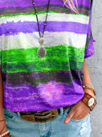 Women's casual T-shirt with contrast round neckline and short sleeves, stylish and comfortable from Trendsi.