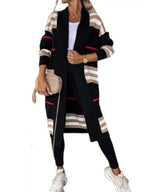 Striped longline open front cardigan by Simply Love, featuring a relaxed fit and soft fabric, styled with casual outfit.