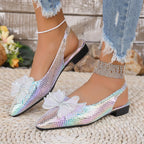 Shopimist point toe block heel sandals with elegant straps and a sleek design, perfect for stylish summer footwear.