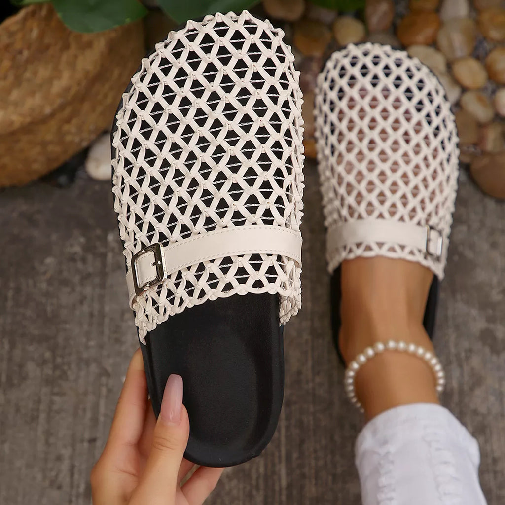 Shopimist round toe buckle sandals with adjustable strap and open-toe design, perfect for casual summer wear.