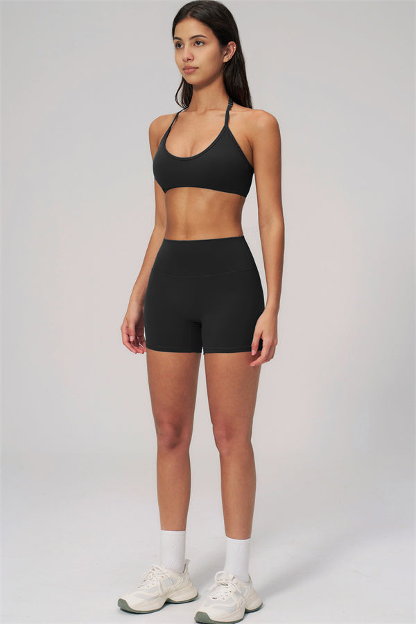 Fitglutes Activewear sports bra and shorts set, breathable gymwear for workout and fitness activities, in a stylish 2-piece design.