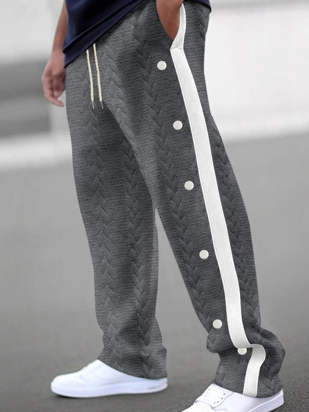 Men's plus size textured drawstring pants by Shopimist, showing the full length of stylish, comfortable men's casual trousers.