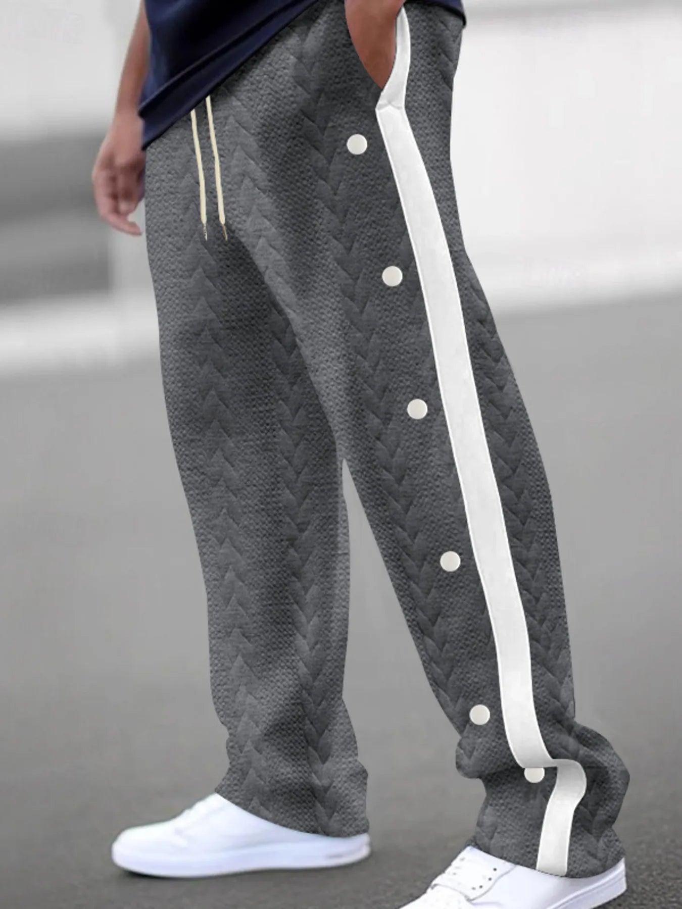 Men's plus size textured drawstring pants by Shopimist, showing the full length of stylish, comfortable men's casual trousers.