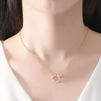 18K rose gold-plated 925 sterling silver necklace with a delicate chain and subtle shine, displayed against a neutral background.