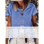 Heart print FitiqueFit casual T-shirt with round neck, perfect for summer, featuring comfortable fabric and stylish design.