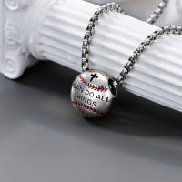 Sterling silver baseball necklace with charm pendant, 925 silver jewelry, elegant accessory for sports fans and casual wear