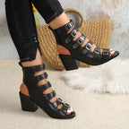 Shopimist buckle block heels sandals showing stylish open-toe design, ankle strap, and chunky heel for a trendy look