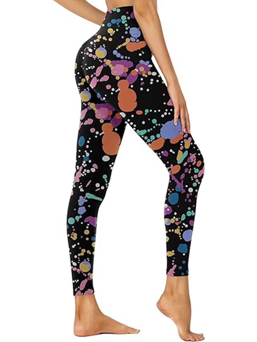FitiqueFit cropped high-waisted inkjet print activewear leggings with vibrant workout pants design and stretchy fabric.