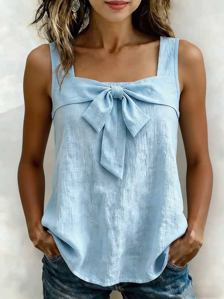 Women's square-neck, wide-strap sleeveless tank top by Plush Fashion Hub, shown in a stylish casual fit.