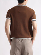 Men's plus size T-shirt with contrast trim, short sleeves, and casual fit from Trendsi, shown with a front view.