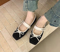 FitiqueFit polka dot bow Mary Jane ballet flats in suede, slip-on footwear with a stylish, comfortable design.