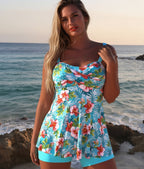 Women's off-shoulder tankini set by FitiqueFit, two-piece swimwear with a stylish off-shoulder top and matching bottoms.