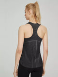 Shopimist breathable quick-drying active tank top shown in black with racerback design and moisture-wicking fabric.