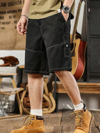 Men's plus size casual shorts with drawstring waist and deep pockets, relaxed fit, by Trendsi. Comfortable mens casualwear.