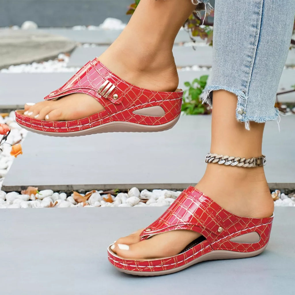 Shopimist toe post wedge sandals with tan straps and cork wedge heel, perfect for summer casual wear
