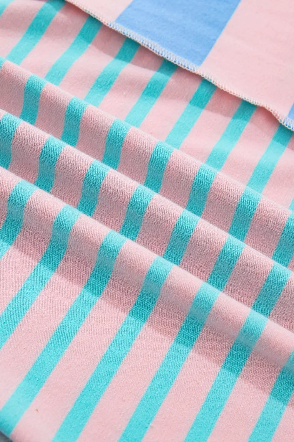 Stripe Exposed Seam Mixed Patchwork Loose Short Set by Shopimist featuring striped and patchwork fabric in a relaxed fit.